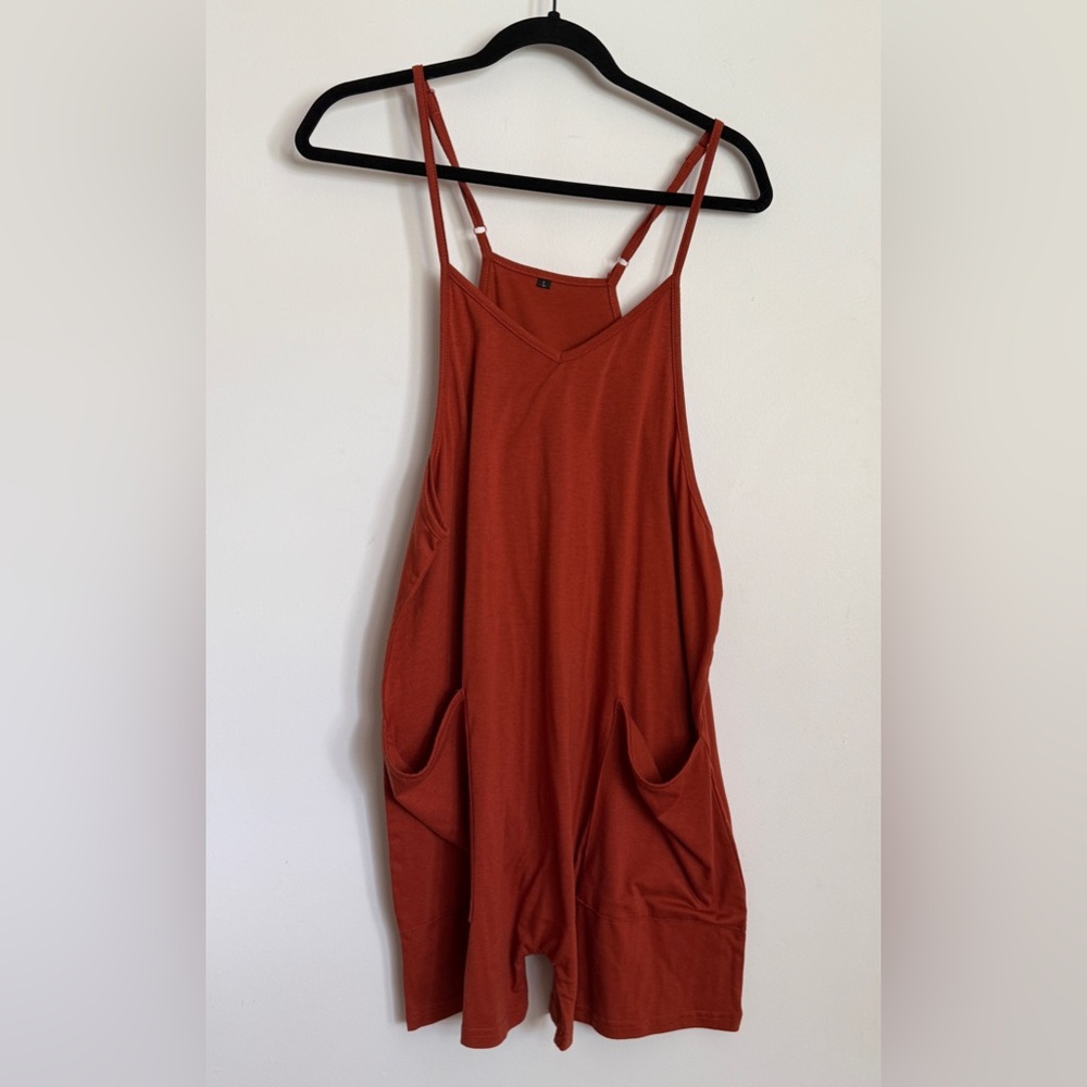 Rust Orange Sleeveless Romper